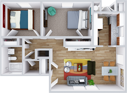 Two Bedroom / One Bath - 667 Sq. Ft.*
